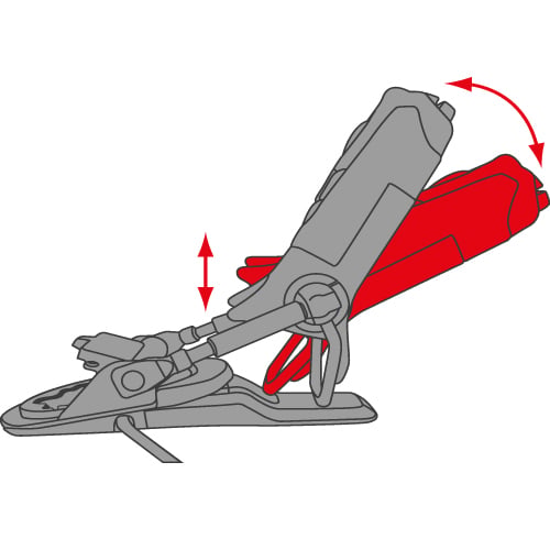 25 mm of elastic vertical travel, the longest travel of any binding on the market, reduces unwanted pre-release