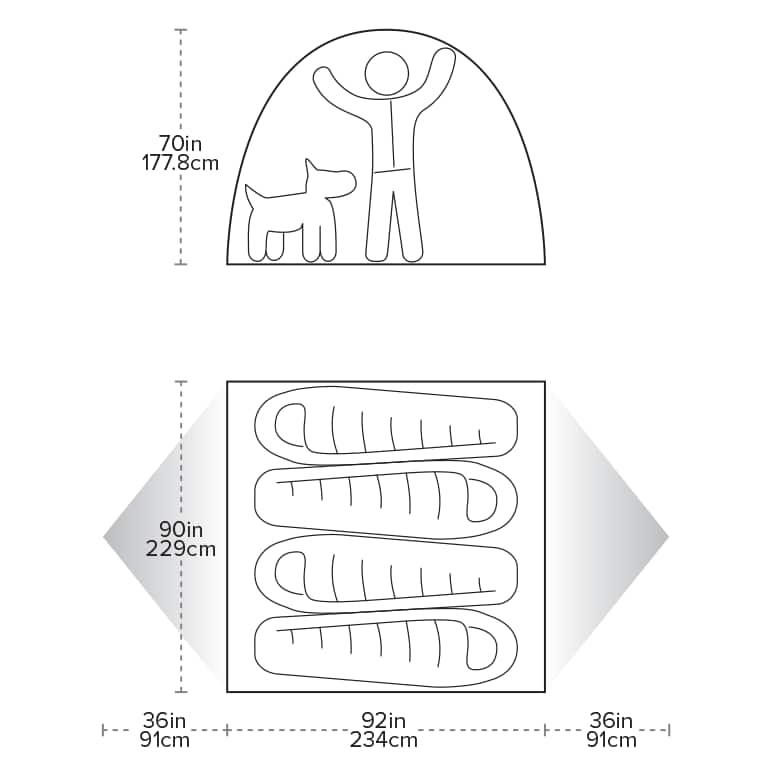 Big Agnes Spicer Peak 4 Tent Dimensions
