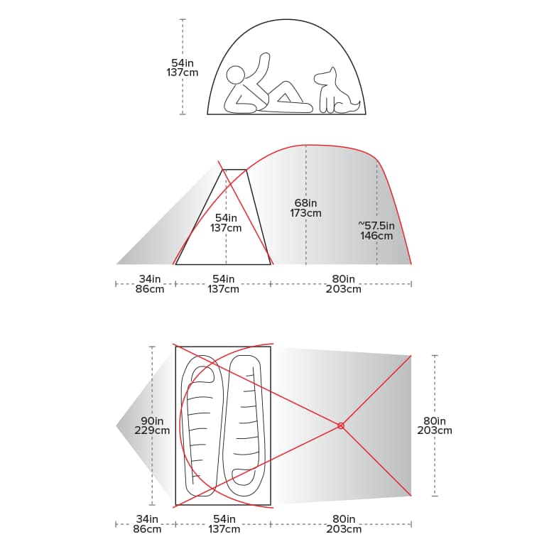 Wyoming Trail 2 Tent Dimensions