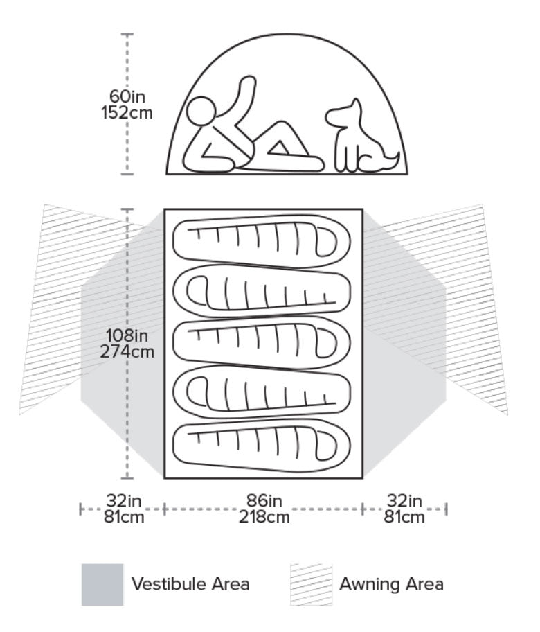Big Agnes Copper Spur HV UL 5 Tent Dimensions