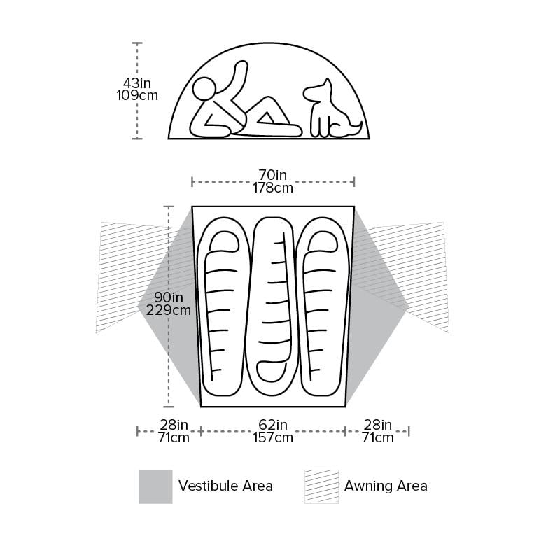 Copper Spur HV UL3 mtnGLO® Tent Dimensions
