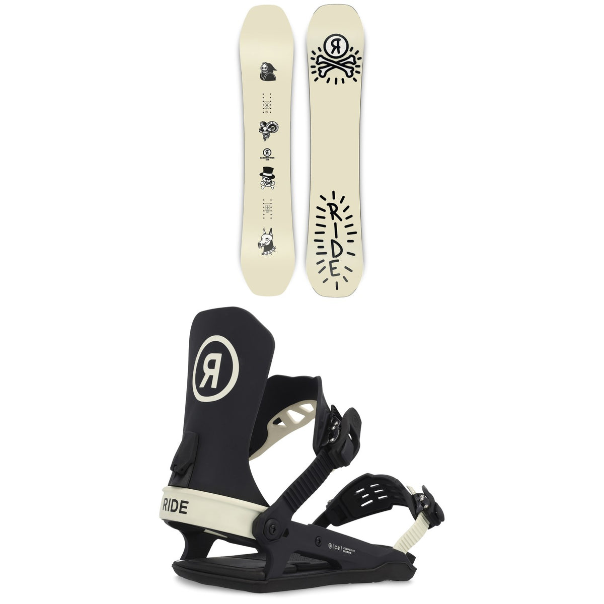 Ride Algorythm Snowboard + C-8 Snowboard Bindings 2023