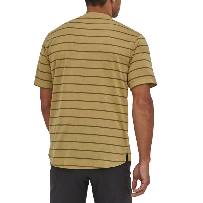Patagonia Capilene® Cool Trail Bike Henley Furrow Stripe: Moray Khaki