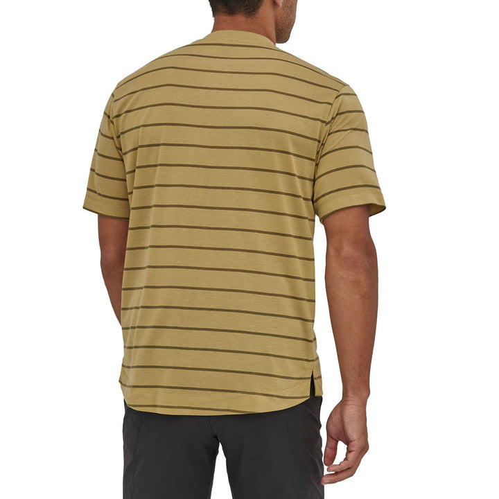 Patagonia Capilene® Cool Trail Bike Henley Furrow Stripe: Moray Khaki