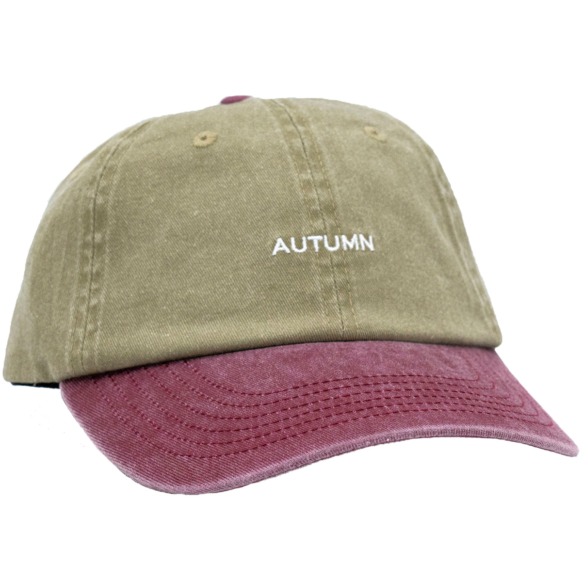 Autumn Pre Washed Canvas Two Tone Strapback Hat Khaki