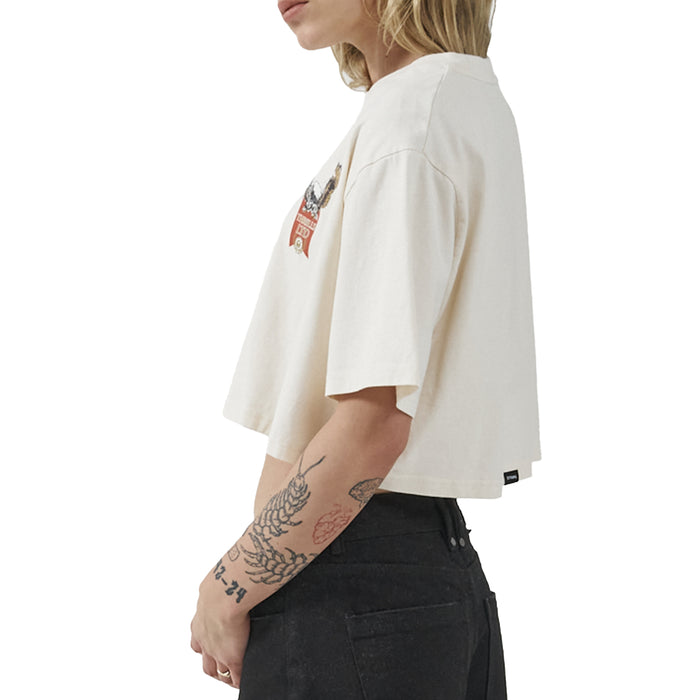 Thrills All For One Merch Super Crop Tee - Women's Heritage White