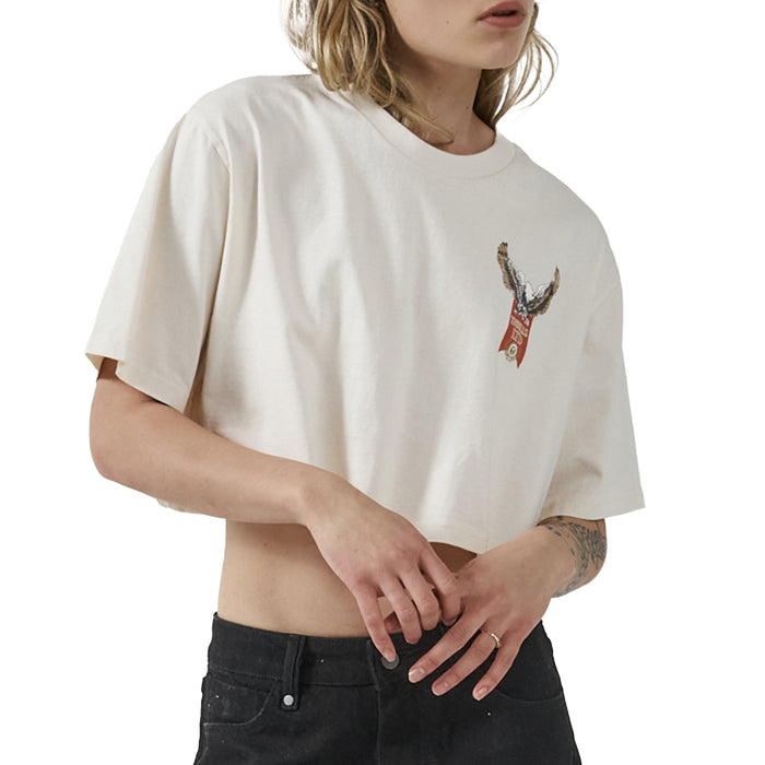 Thrills All For One Merch Super Crop Tee - Women's Heritage White