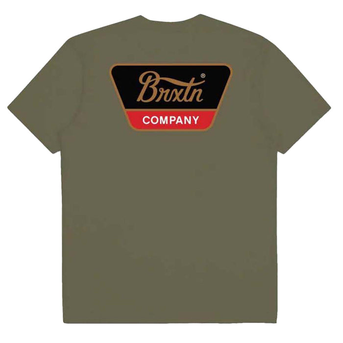 Brixton Linwood Short-Sleeve Standard Tee - Men's Olive Surplus/Gold/Aloha Red