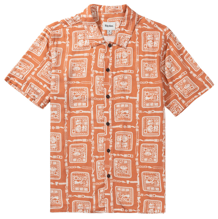 Rhythm Stamp Short-Sleeve Shirt - Men's Spice