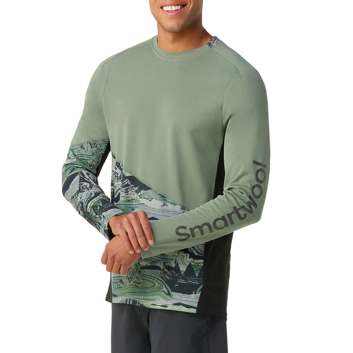 Smartwool Mountain Bike Long Sleeve Jersey Sage Marble Giants Print