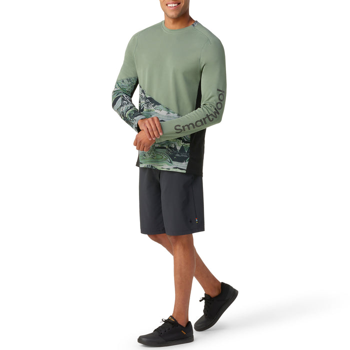 Smartwool Mountain Bike Long Sleeve Jersey Sage Marble Giants Print