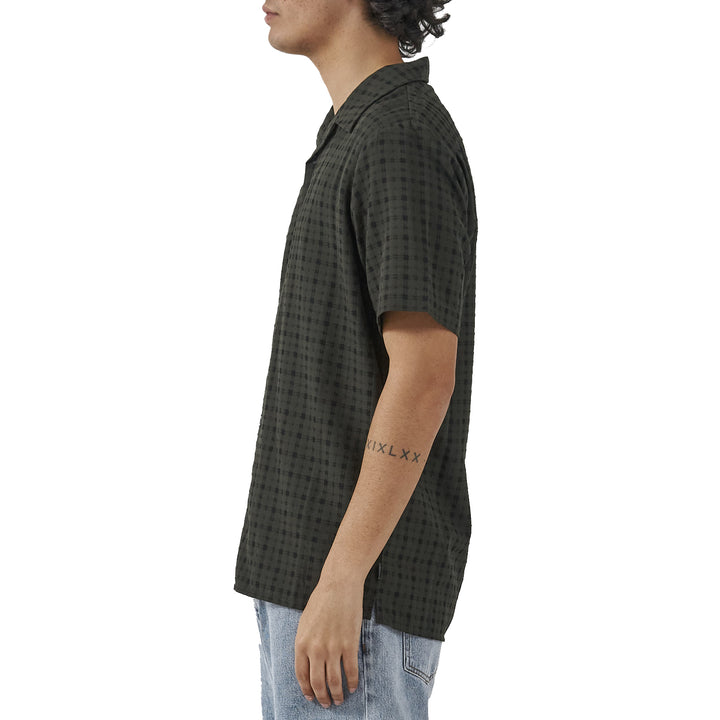 Thrills Infinity Check Bowling Shirt - Men's Oil Green