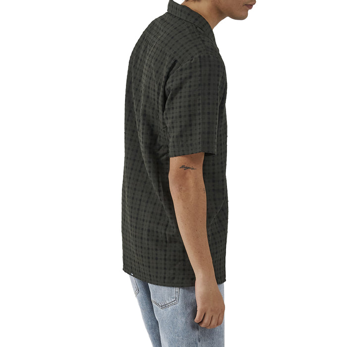 Thrills Infinity Check Bowling Shirt - Men's Oil Green