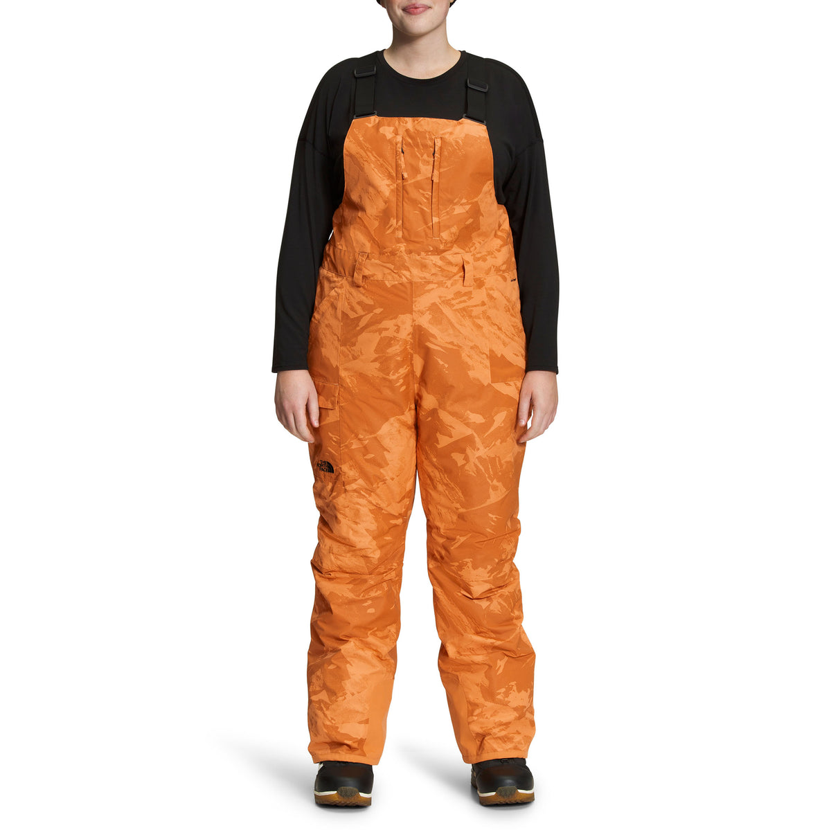 The North Face Freedom Insulated Plus Short Bibs - Women's Topaz Tonal Mountainscape Print