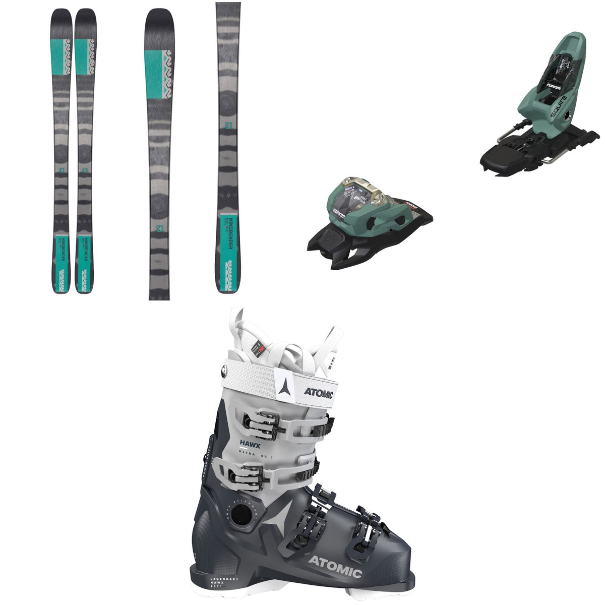 K2 Mindbender 85 Skis - Women's + Marker Squire 11 Ski Bindings + Atomic Hawx Ultra 95 S W GW Ski Boots - Women's 2023