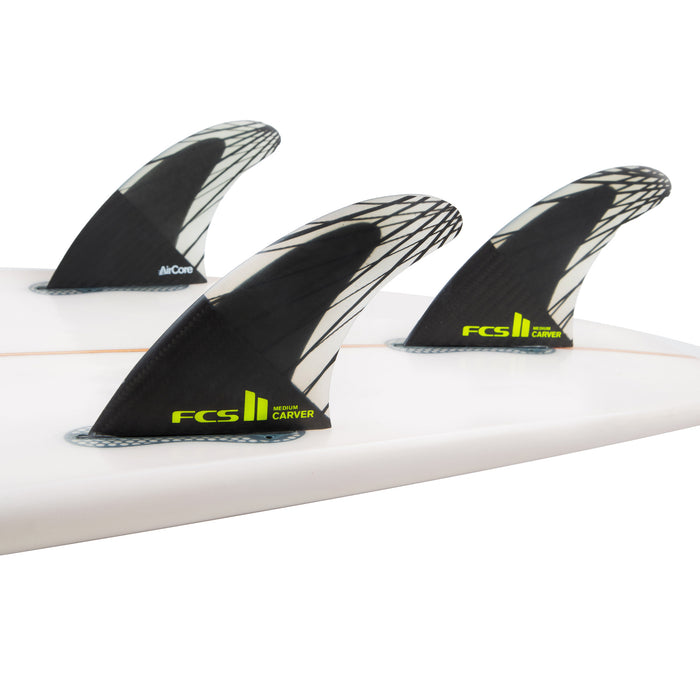 FCS II Carver PC Carbon Large Tri Fin Set Black/Acid