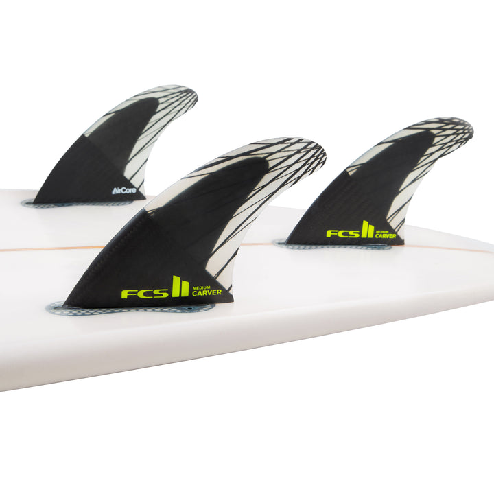 FCS II Carver PC Carbon Large Tri Fin Set Black/Acid