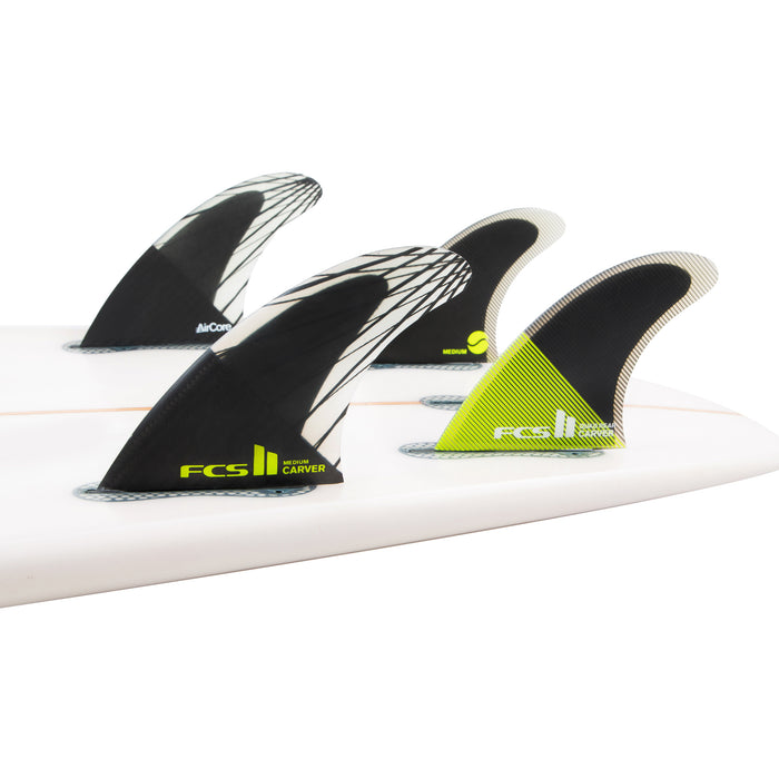 FCS II Carver PC Carbon Large Tri Fin Set Black/Acid