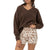 Rhythm Moonstone Oversized V Neck Sweater - Women's Chocolate