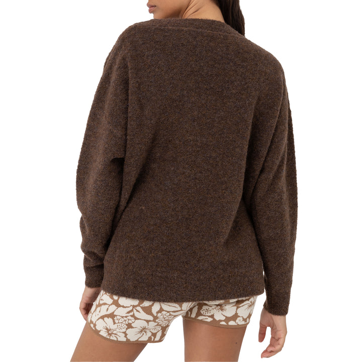 Rhythm Moonstone Oversized V Neck Sweater - Women's Chocolate