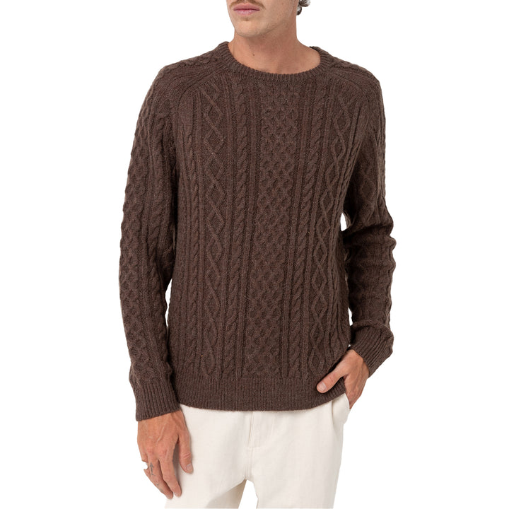 Rhythm Mohair Fishermans Knit Sweater - Men's Brown