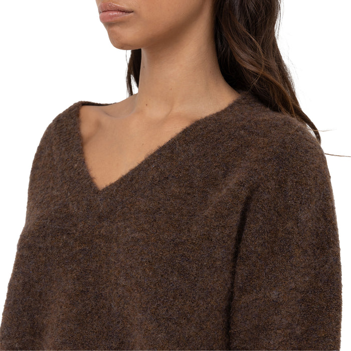 Rhythm Moonstone Oversized V Neck Sweater - Women's Chocolate
