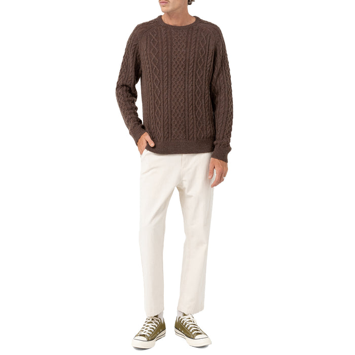 Rhythm Mohair Fishermans Knit Sweater - Men's Brown