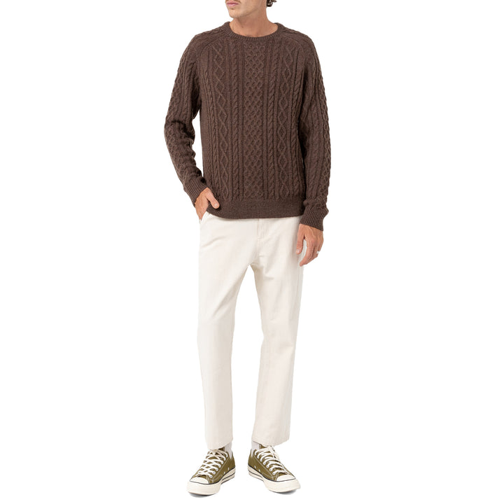Rhythm Mohair Fishermans Knit Sweater - Men's Brown