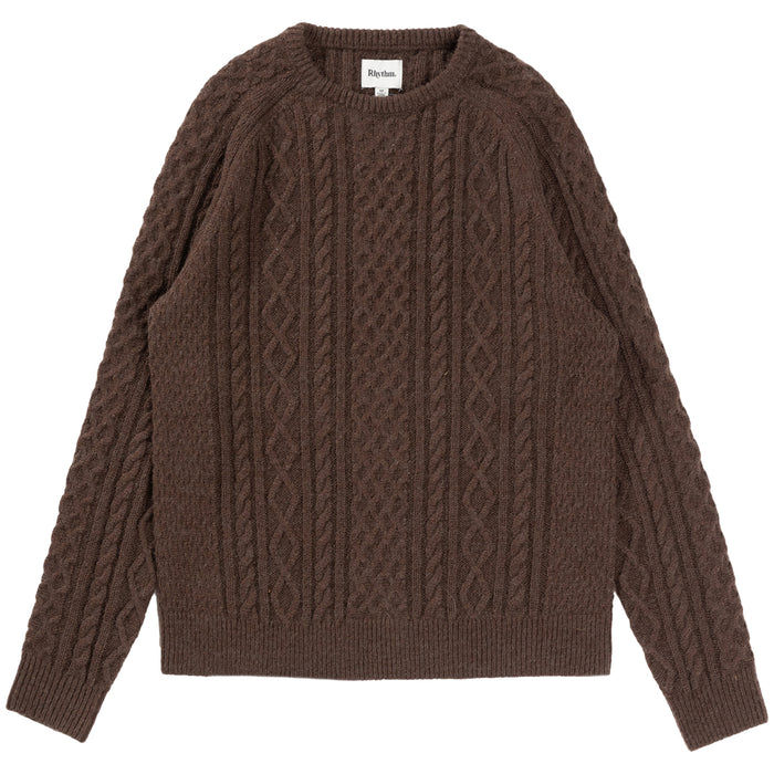 Rhythm Mohair Fishermans Knit Sweater - Men's Brown