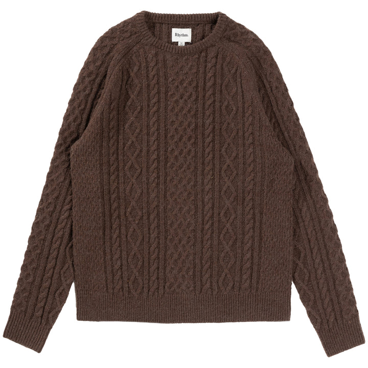 Rhythm Mohair Fishermans Knit Sweater - Men's Brown