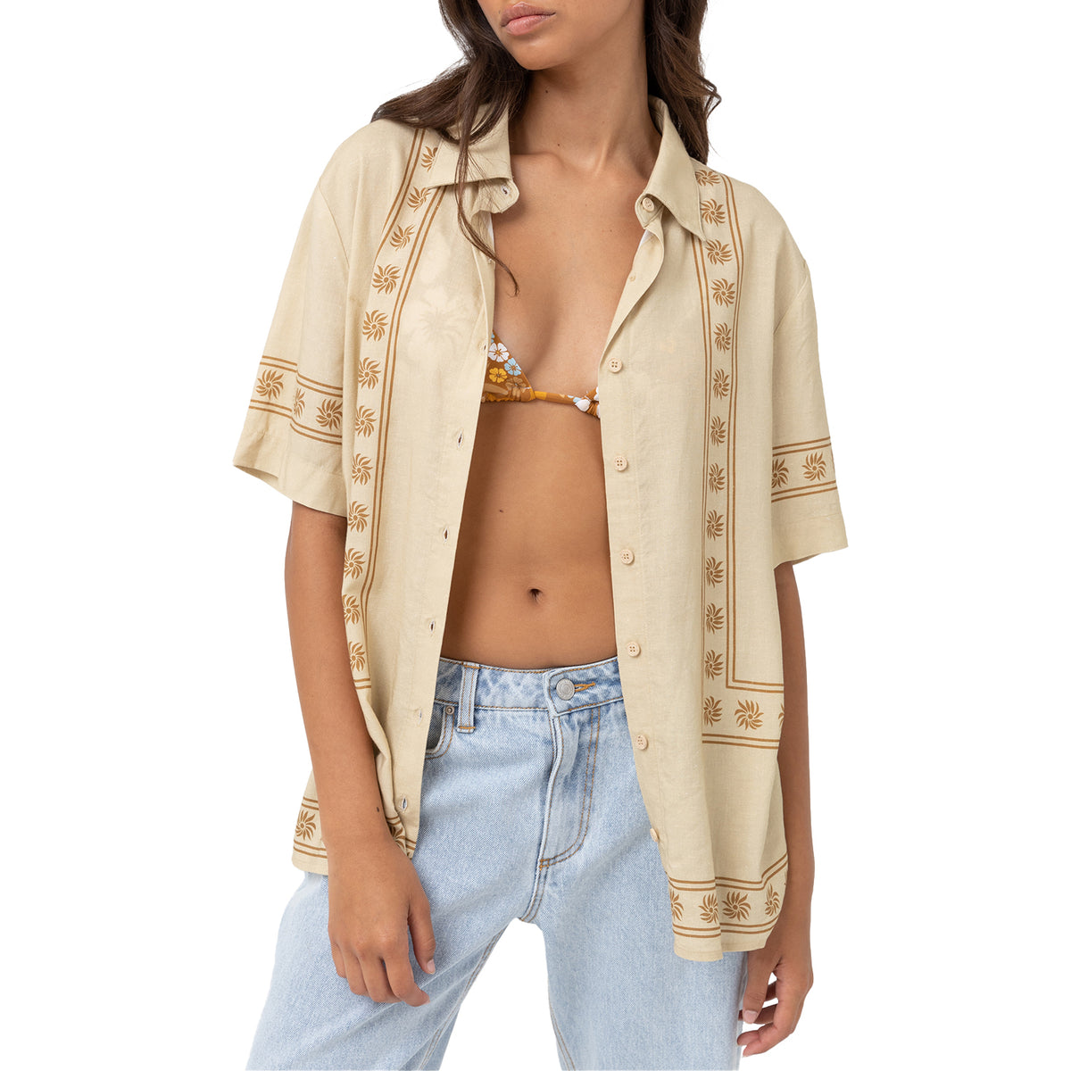 Rhythm Under The Sun Short-Sleeve Shirt - Women's Natural