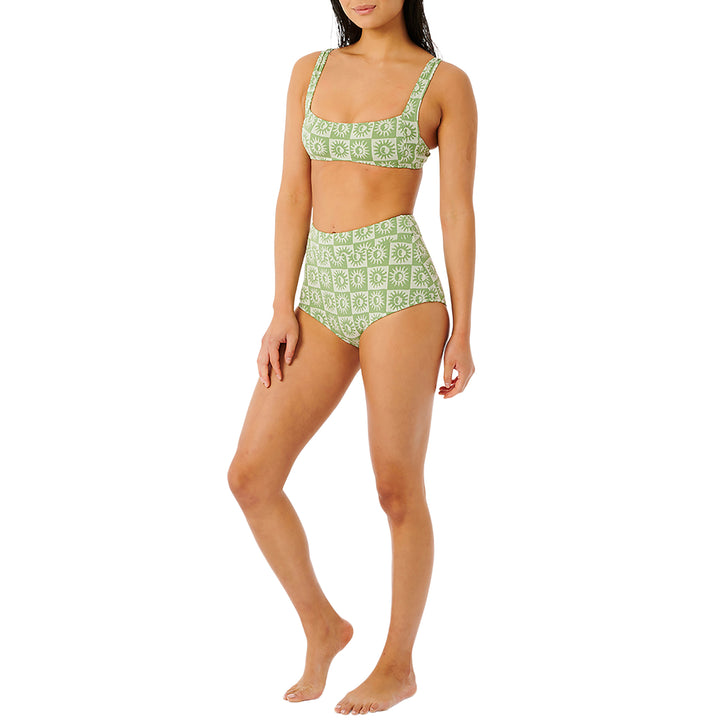 Rip Curl Summer Check Jacquard Crop Bikini Top - Women's Green
