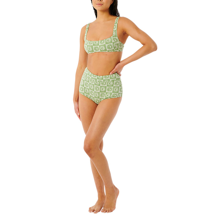 Rip Curl Summer Check Jacquard Boyleg Bikini Bottom - Women's Green