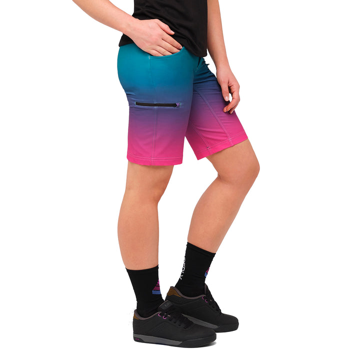 Shredly All Time 11" Zipper Snap Mid-Rise Shorts - Women's Rainbow Ombre