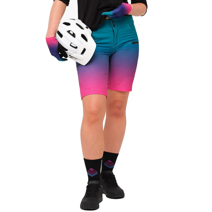 Shredly All Time 11" Zipper Snap Mid-Rise Shorts - Women's Rainbow Ombre