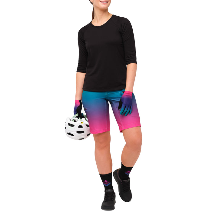 Shredly All Time 11" Zipper Snap Mid-Rise Shorts - Women's Rainbow Ombre
