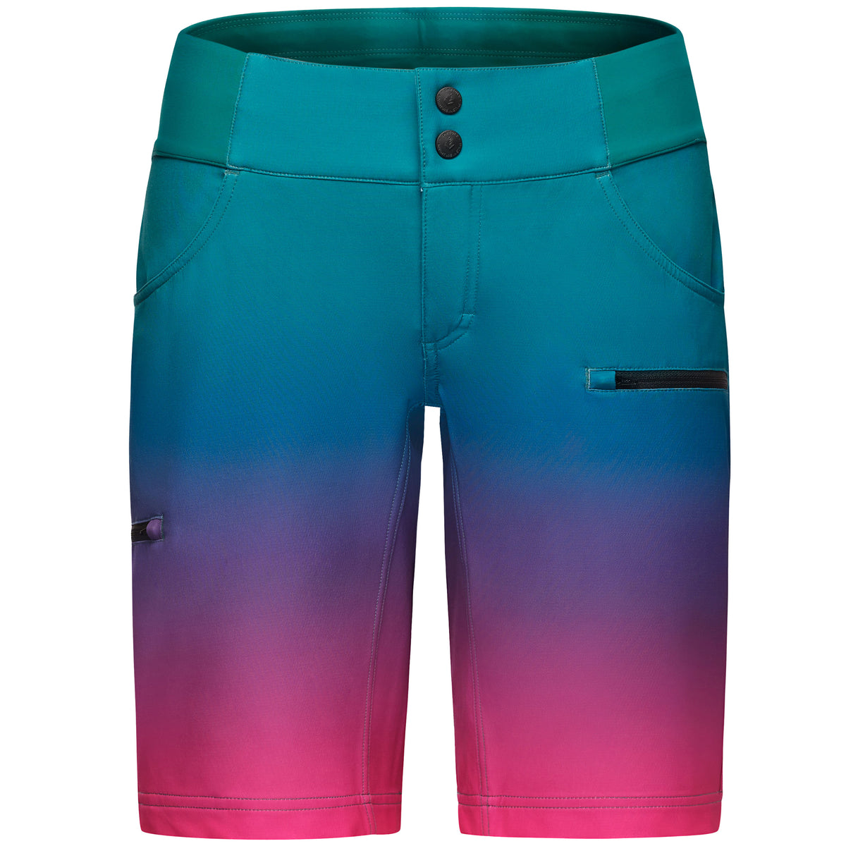 Shredly All Time 11" Zipper Snap Mid-Rise Shorts - Women's Rainbow Ombre