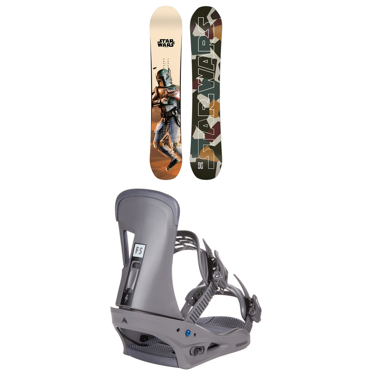 DC Star Wars Boba Fett Ply Snowboard + Burton Freestyle Snowboard Bindings 2023