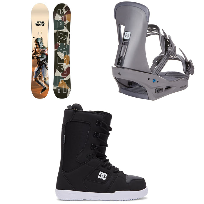 DC Star Wars Boba Fett Ply Snowboard + Burton Freestyle Snowboard Bindings + DC Phase Snowboard Boots 2023