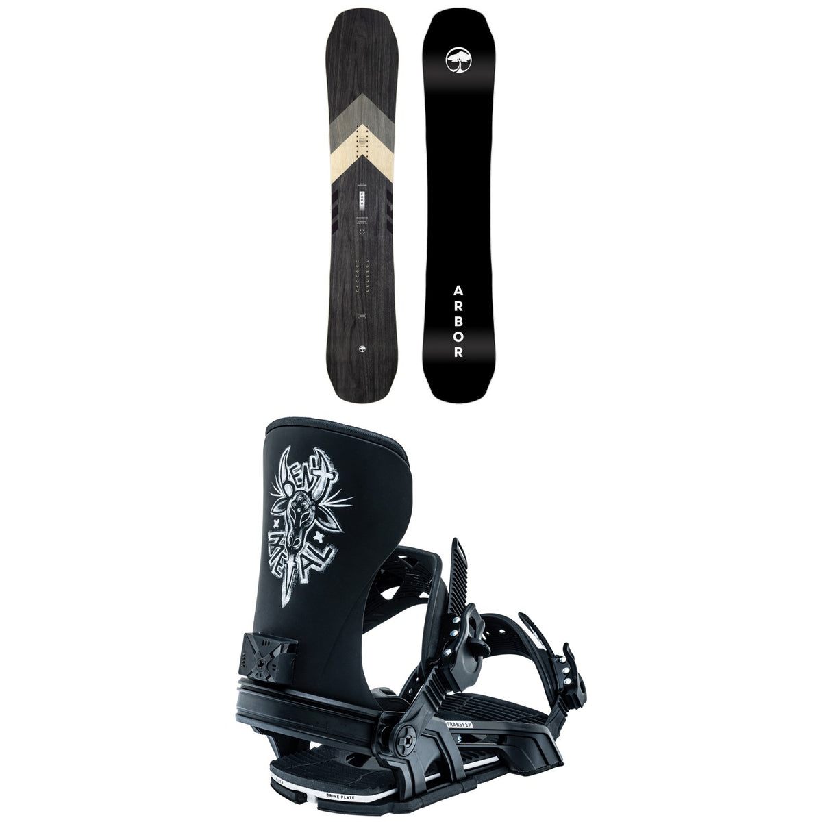 Arbor Coda Rocker Snowboard + Bent Metal Transfer Snowboard Bindings 2023