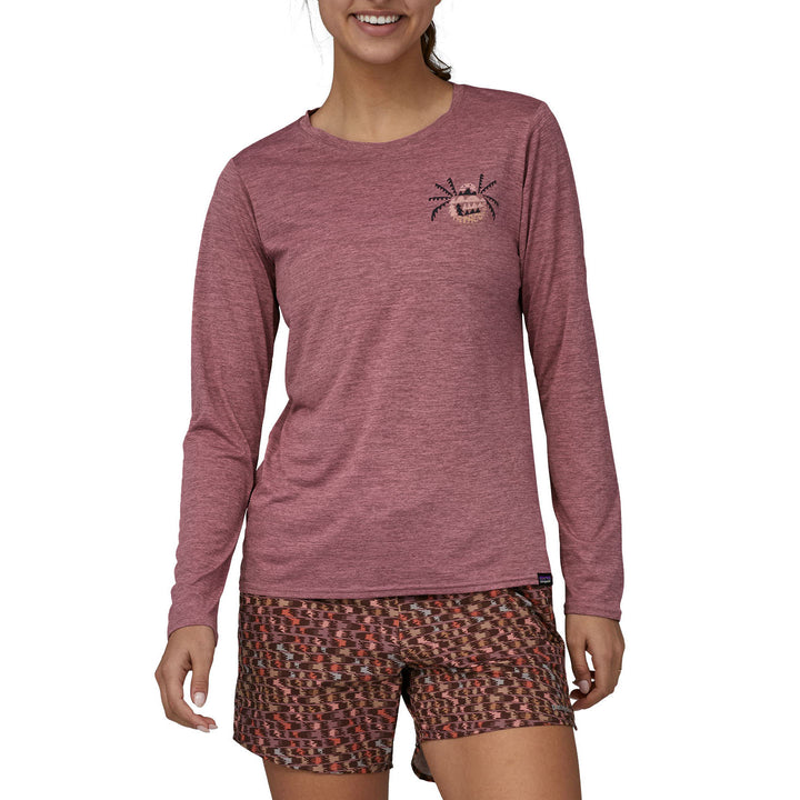 Patagonia Cap Cool Daily Graphic Long-Sleeve-Lands Shirt - Women's Across The Trail: Evening Mauve X-Dye