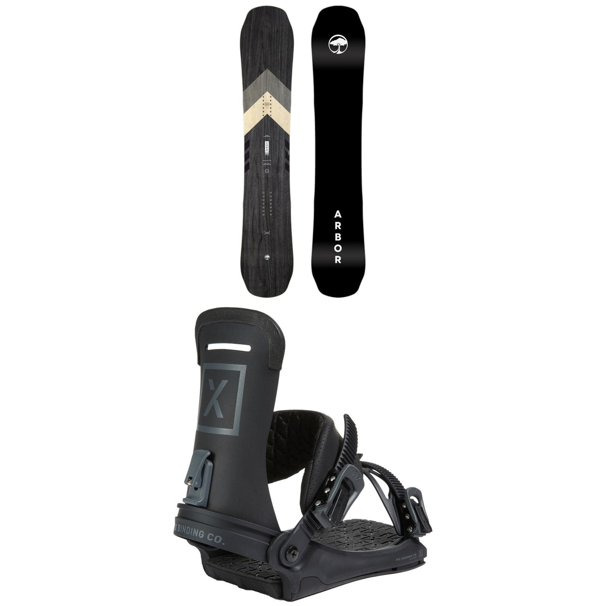 Arbor Coda Rocker Snowboard + Fix Yale Ltd Snowboard Bindings 2023