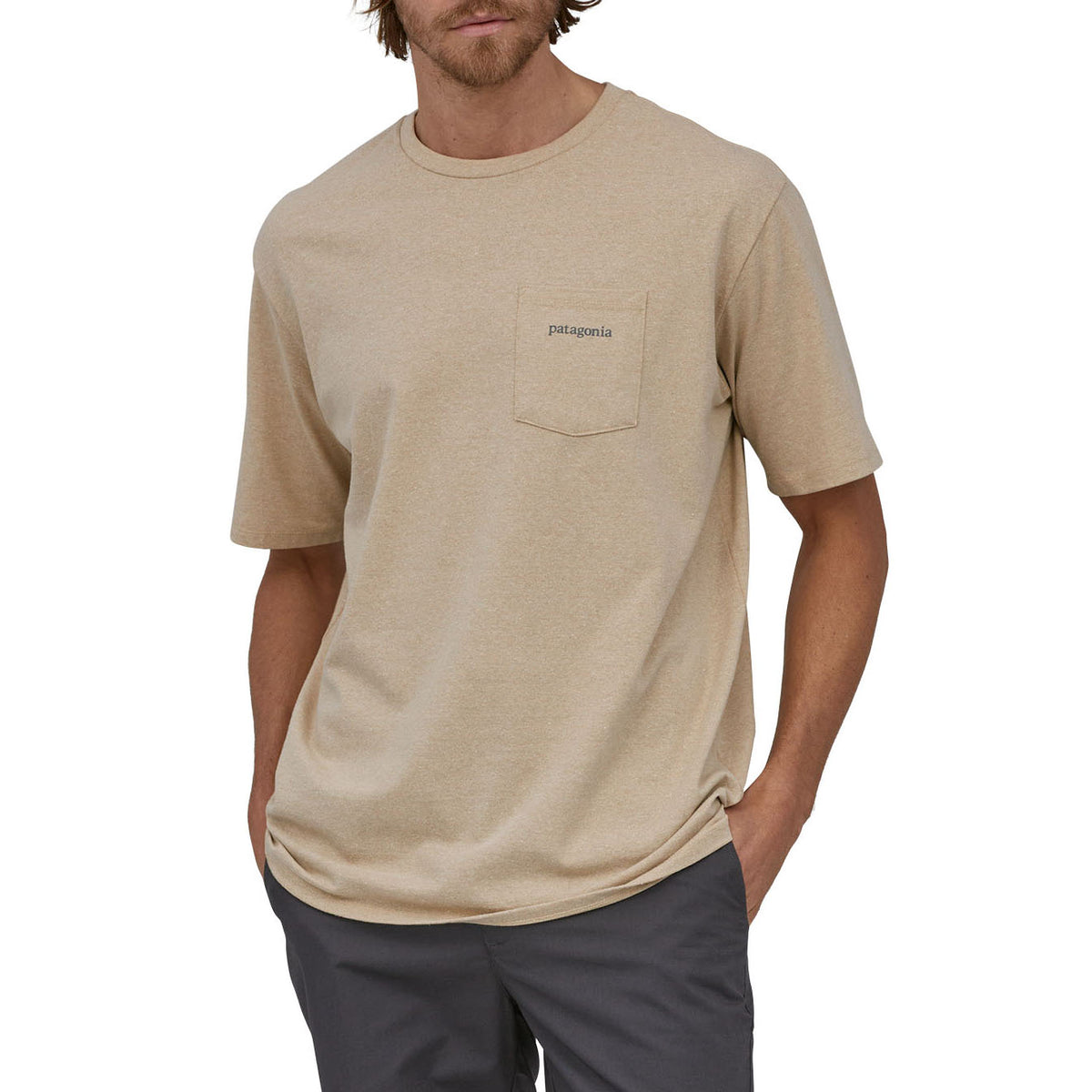 Patagonia Line Logo Ridge Pocket Responsibili-Tee T-Shirt - Men's Oar Tan