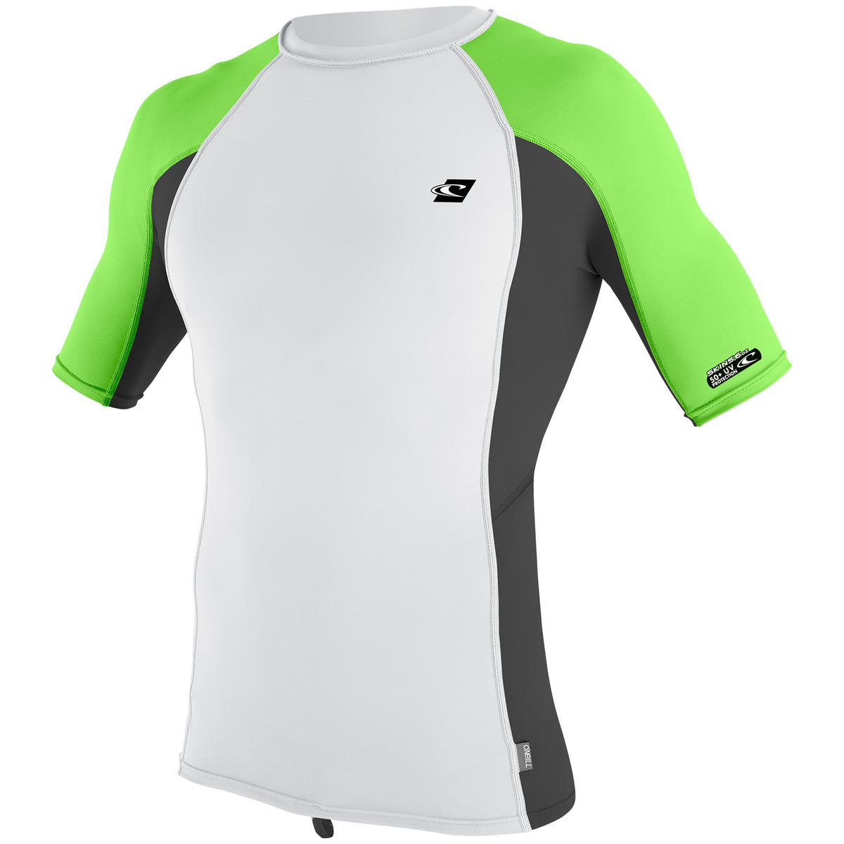 O'Neill Premium Skins Short Sleeve Rashguard White/Raven/Dayglo