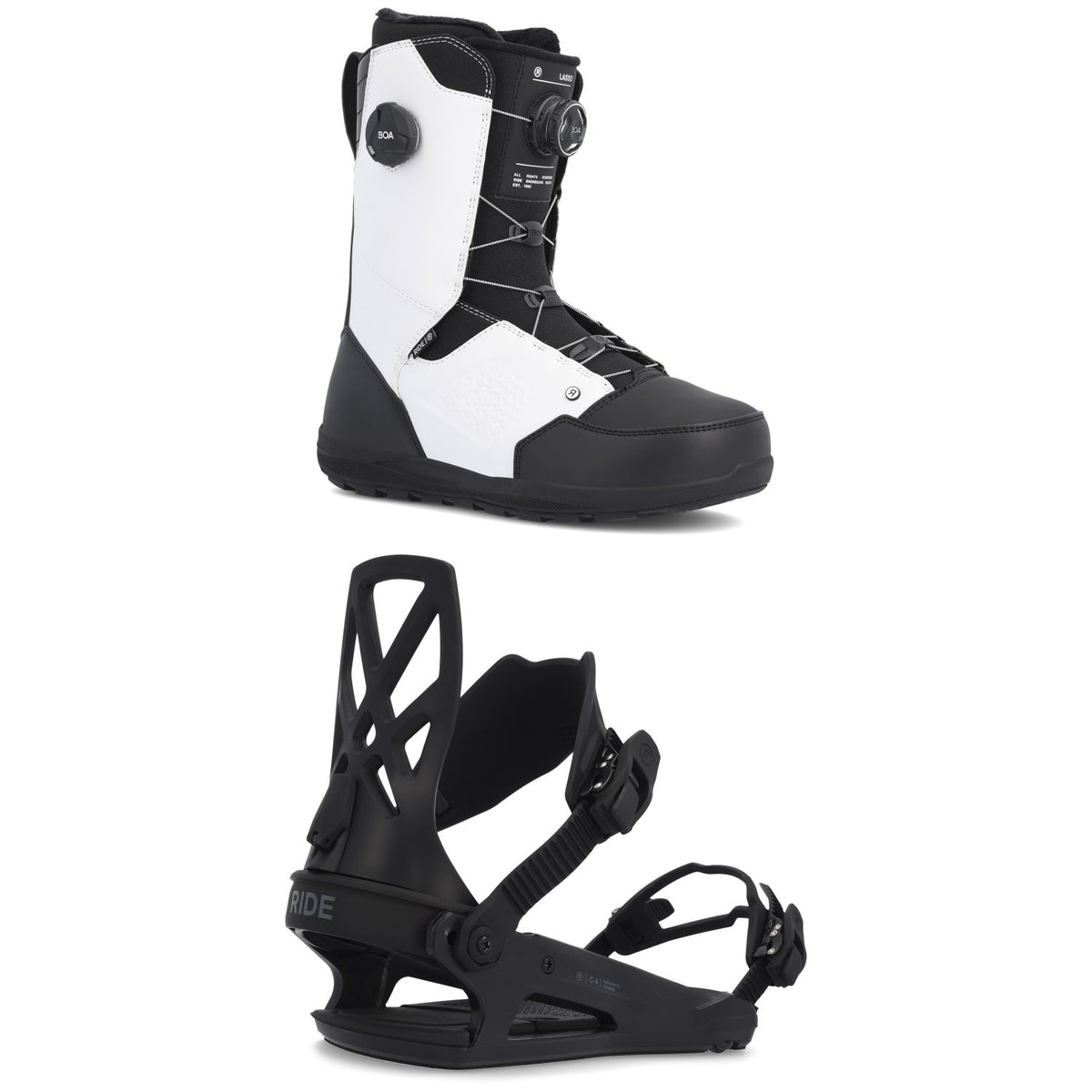 Ride Lasso Boa Snowboard Boots + C-4 Snowboard Bindings 2023