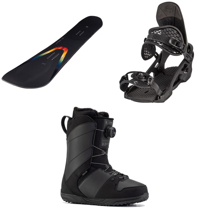 Arbor Formula Rocker Snowboard + Arbor Spruce Snowboard Bindings + Ride Anthem Snowboard Boots 2023