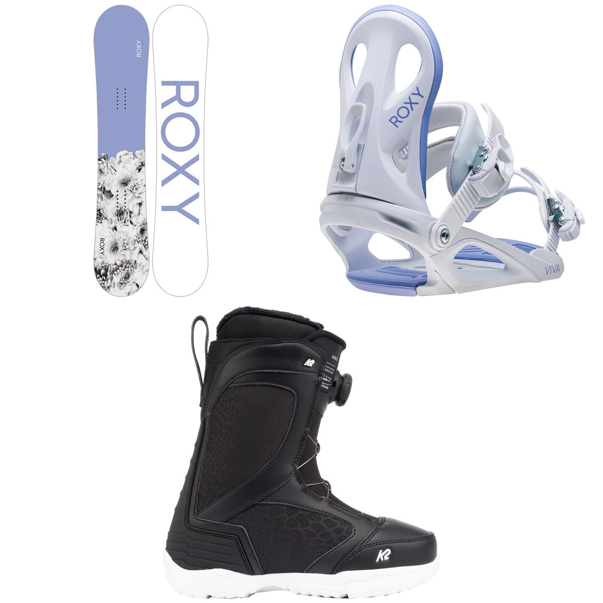 Roxy Dawn Snowboard + Roxy Viva Snowboard Bindings + K2 Benes Snowboard Boots - Women's 2023