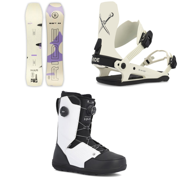 Ride Warpig Snowboard + C-6 Snowboard Bindings + Lasso Boa Snowboard Boots 2023