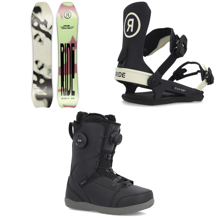 Ride Psychocandy Snowboard + CL-6 Snowboard Bindings - Women's 2023 + Hera Snowboard Boots - Women's 2023