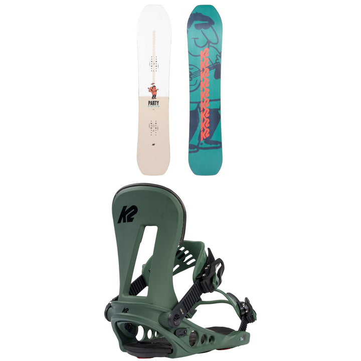 K2 Party Platter Snowboard + Line Up Snowboard Bindings 2023